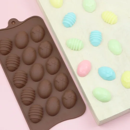 Vista 5 de Molde de silicona para chocolate de Pascua, molde de silicona con forma de huevo, moldes para hornear para dulces de Pascua, mini jabón, pastel
