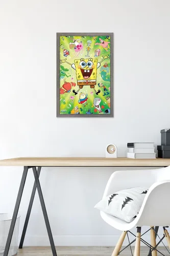 Vista 6 de Trends International Nickelodeon Bob Esponja - Póster de pared de explosión, 14.725 x 22.375 pulgadas, versión enmarcada de madera de granero