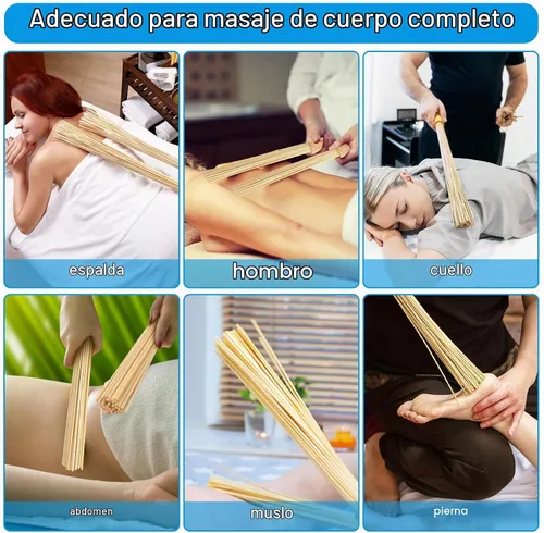 Vista 2 de Varilla de masaje de bambú para la espalda,Palillos de rodillo de masaje,Terapia de bambú Masaje Herramientas corporales para relajar los músculos