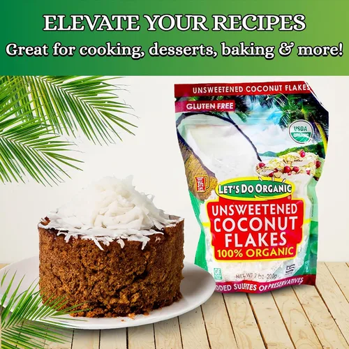 Vista 2 de Let's Do Organic Copos de coco sin azúcar – Copos de coco orgánicos sin azúcar, copos de coco orgánicos, coco orgánico en hojuelas – 7 onzas