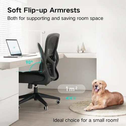 Vista 4 de Hbada - Silla de oficina ergonómica, silla de escritorio con ruedas silenciosas de poliuretano, silla de computadora de malla transpirable