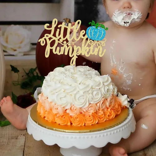 Vista 7 de Gyufise Decoración para pastel de calabaza pequeña, decoración de pastel de calabaza, baby shower, decoración de pastel temático de otoño, baby