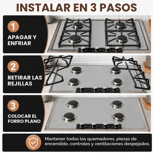 Vista 5 de WFG320M0BB - Protector superior de estufa para estufa de gas Whirlpool, ajuste personalizado, ultrafino, reutilizable, protector contra salpicaduras