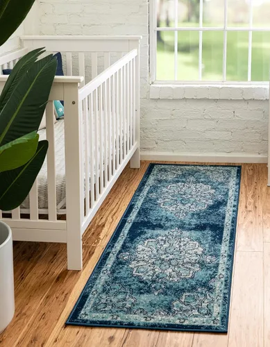 Vista 10 de Unique Loom Parker Collection - Alfombra de área Kokulu (2 x 3 pies, rectangular, aguamarina/beige)