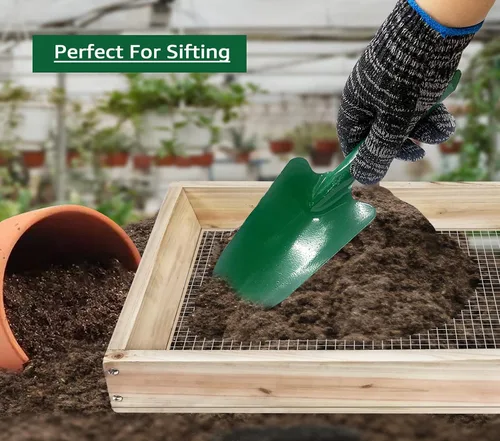 Vista 7 de Tamiz de tierra, tamiz de suciedad para jardinería, tamiz de compost, tamiz de jardín, tamiz de madera ligera para rocas, tamiz de tamiz de pantalla