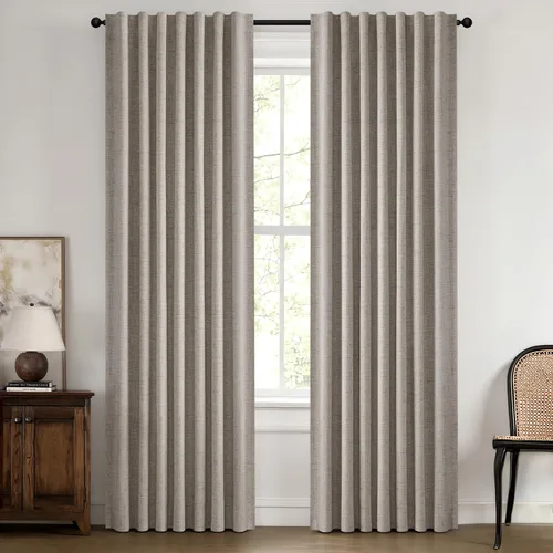 Vista 76 de MIULEE Cortinas de lino 100% opacas para dormitorio, marfil sólido, decoración de lujo, aislamiento térmico, cortinas oscurecedoras para sala