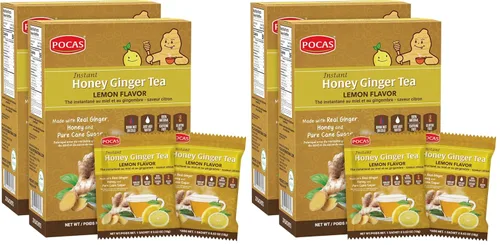 Vista 7 de Pocas Honey Ginger - Té instantáneo en polvo, sabor a limón, paquete de 2, extracto de jengibre y miel real, té sin cafeína, 20 paquetes por caja