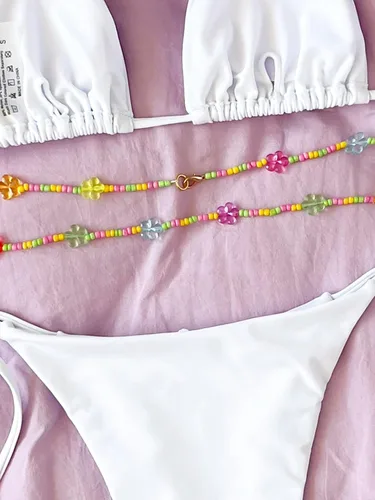 Vista 4 de SHENHE Conjunto de bikini sexy de 2 piezas para mujer, traje de baño triangular con lazo lateral