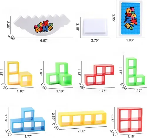 Vista 6 de Juego de Bloques de Equilibrio y Apilamiento de Ataque, Juegos de Mesa para 2 Jugadores+ Juegos Familiares, Juego de Fiesta de Viaje Familiar