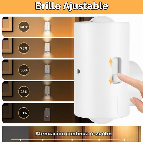 Vista 4 de Luces nocturnas LED enchufables a la pared, paquete de 4 regulables con sensor de atardecer a amanecer, blanco cálido de 2700 K, luz nocturna