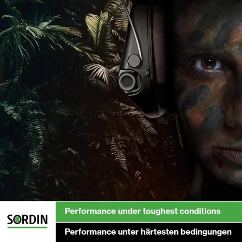 Vista 3 de Sordin MIL AUX SFA Ear Muffs - Active and Electronic Military Ear Defenders w/ 31 dB SNR Attenuation Ring - Tactical Earmuffs