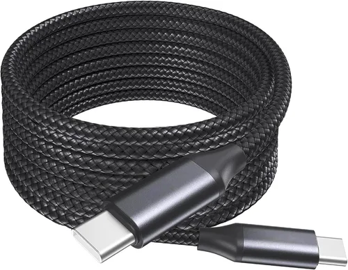 Vista 2 de BoxWave Cable Compatible with Elgato Wave:3 - DirectSync PD Cable (10ft) - USB-C to USB-C (100W), Long Type C Braided Nylon Alloy Fast Charge - Jet