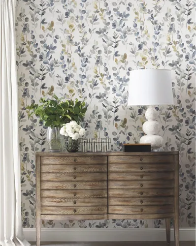 Vista 7 de York Wallcoverings Candice Olson PSW1431RL - Papel tapiz autoadhesivo de eucalipto azul marino