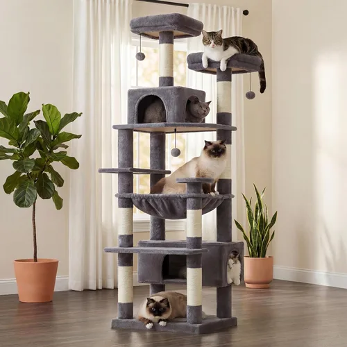 Vista 15 de PAWZ Road Árbol grande para gatos, torre para gatos de 72 pulgadas para gatos grandes, condominio para gatos con postes rascadores y almohadillas