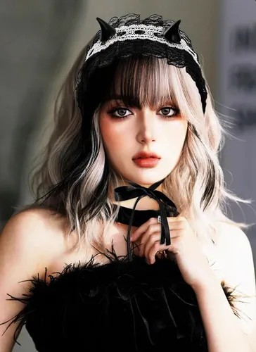 Vista 4 de IZONHERE Diademas de encaje con cuernos de diablo, alas góticas para mujer, lindo tocado de cosplay