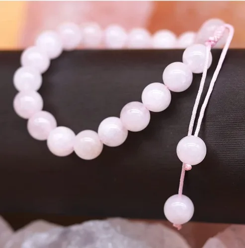 Vista 4 de Pulsera de cuentas de cuarzo rosa de 0.315 in - Amor incondicional y curación emocional, Gema, Ágata