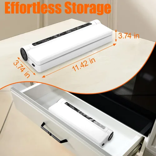 Vista 5 de Máquina selladora al vacío para alimentos, 75 KPA de succión fuerte y compacta selladora de alimentos multifuncional con 20 bolsas de vacío