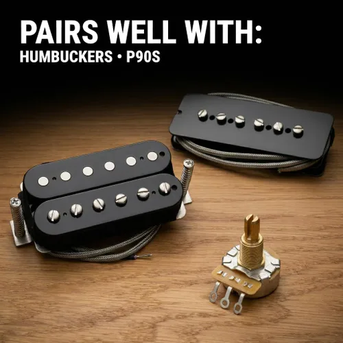 Vista 3 de Potenciómetro CTS 500k para guitarra - Eje dividido corto personalizado, cono de audio, 10% de tolerancia