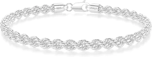 Vista 9 de nometo 925 Sterling Silver Rope Chain Bracelet Box Chain Bracelet Cuerda de plata 0.079 in