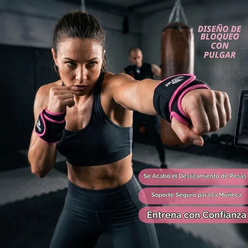 Vista 2 de Comfecto Wrist Weights with Thumb Loops Lock, 1lb*2 2lbs*2 for Running, Strength Training, Walking, Exercises, Gym, Cardio, Men, Women Rosa