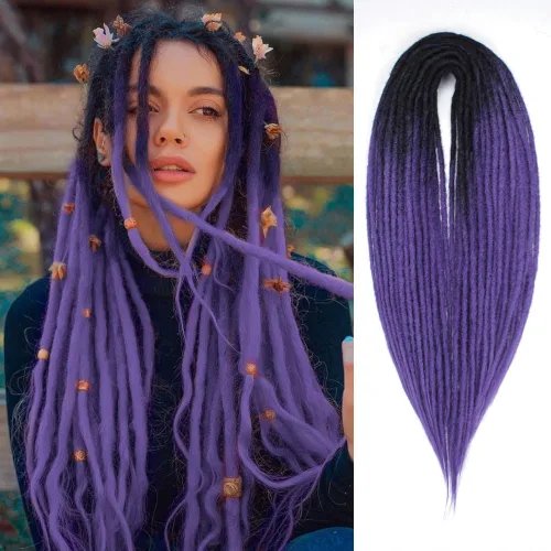 Vista 25 de Kraler Extensiones de Rastas Azules de Doble Extremo de 18 Pulgadas, 20 Hebras Sintéticas DE Extensiones de Rastas Hechas a Mano, Estilo de Rastas