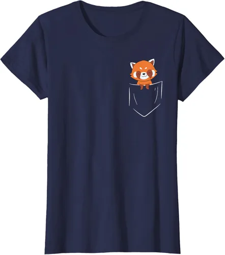 Vista 35 de Funny Red Panda In Pocket - Camiseta con bolsillo, Negro, S