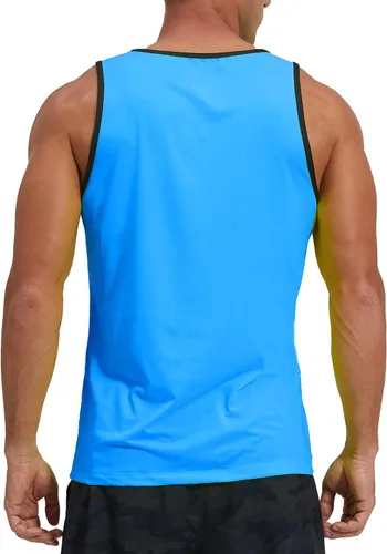 Vista 3 de KPSUN Camisetas deportivas sin mangas para hombre, de secado rápido, para gimnasio, fisicoculturismo, fitness, para playa, correr, entrenamiento