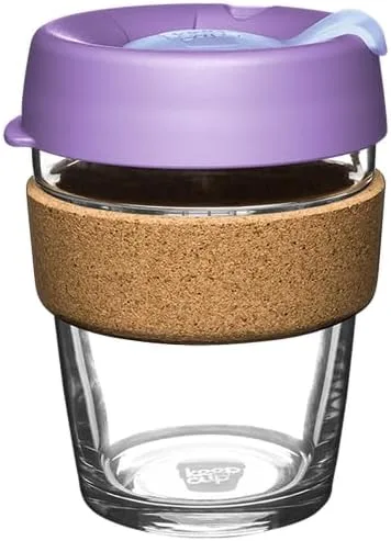 Vista 19 de KeepCup Brew Cork - Taza de café reutilizable de vidrio templado y corcho natural, M 12 oz/340 ml - Negro