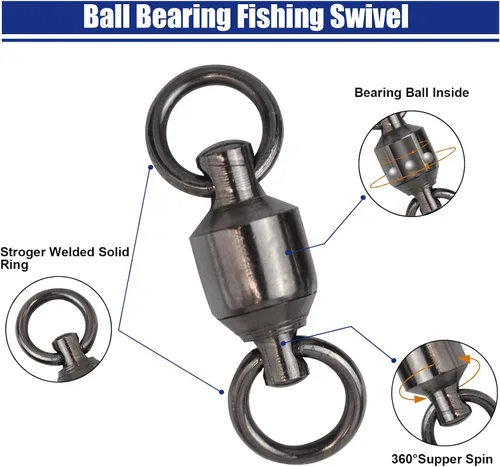 Vista 3 de MAFIMOEA - 15-25 piezas de rodamientos de bolas de pesca, conectores giratorios de acero inoxidable, anillo de soldadura sólido de alta resistencia