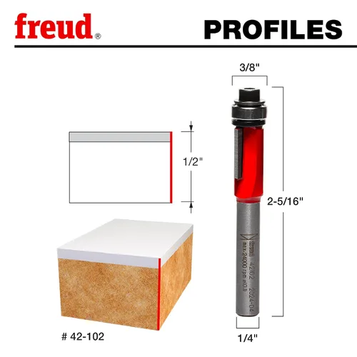 Vista 3 de Freud 42-102: 3/8" (diámetro) Rodamiento Embellecedor Broca con vástago de 1/4", longitud total de 2-5/16