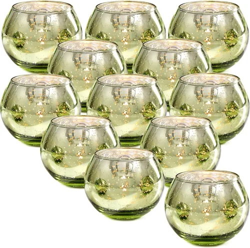 Vista 11 de 12 PCS Portavelas Votivos de Vidrio de Mercurio Azul para Velas de Té - Centros de Mesa Azules para Decoraciones de Despedida de Soltera, Decoración