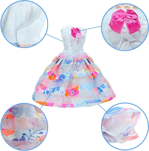 Vista 4 de Mini vestido de bola de 6 piezas para muñeca de 11.5 pulgadas