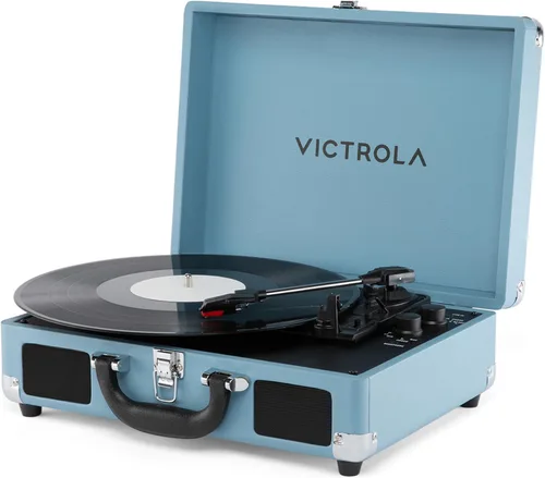 Vista 10 de Victrola Journey II (Modelo 2025) – Reproductor de Discos de Maleta Bluetooth – Altavoces Estéreo Integrados con Bajo Mejorado, Tocadiscos de 3