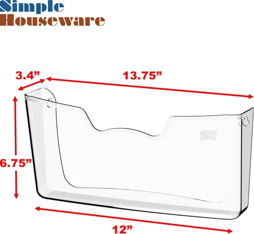 Vista 3 de Simple Houseware Organizador de Documentos de Bolsillo Transparente de Montaje en Pared para Portaarchivos Colgantes Organizador de archivos