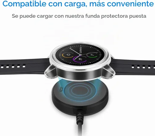 Vista 5 de Fintie Paquete de 3 fundas compatibles con el reloj inteligente Garmin Negro/transparente/oro rosa