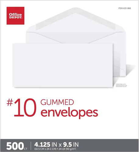 Vista 4 de Office Depot Sobres multiusos, #10 (4 1/8 pulgadas x 9 1/2 pulgadas), blanco, caja de 500, 12010