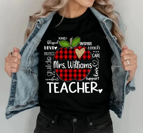 Vista 5 de NAZENTI Camisas personalizadas para profesores, regalos para profesores, camisa de regreso a la escuela, camisas para profesores preescolares