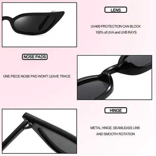 Vista 3 de Dollger Gafas de sol rectangulares retro para mujer, gafas pequeñas de diseño de moda, sombras cuadradas geniales