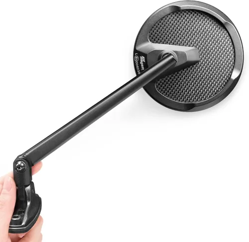 Vista 12 de KiWAV Aftermarket - Espejos retrovisores laterales redondos Mamba real fibra de carbono negro convexo ajustable M8 0.315 in 1.25 adaptadores de paso