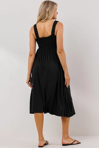 Vista 6 de Vestido de maternidad midi fruncido con bolsillos para mujer
