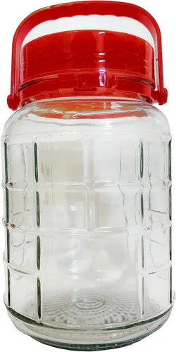Vista 3 de C&H Solutions 2 tarros de vidrio de 5 litros (aproximadamente 1.32 galones) con tapa de boca ancha, tapas de plástico para verter boquillas