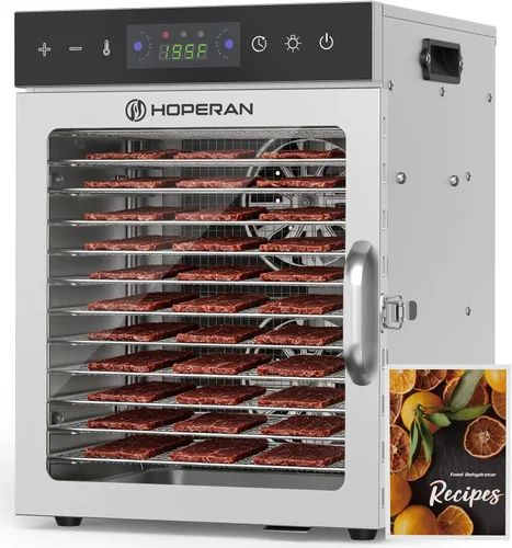 Vista 8 de HOPERAN 16 Tray Food Dehydrator Machine for Jerky, Fruit, Herb & Dog Treats Gray-16 Trays