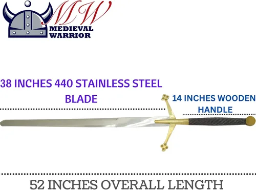 Vista 4 de Medieval Warrior Fantasy Claymore - Espada real con funda de cuero negro