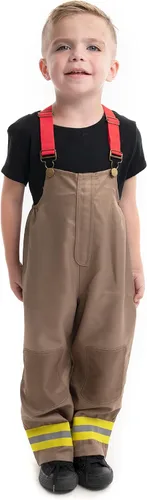 Vista 5 de Little Adventures Disfraz de bombero para niños, pantalones lavables a máquina, chaqueta y tirantes (el sombrero se vende por separado)