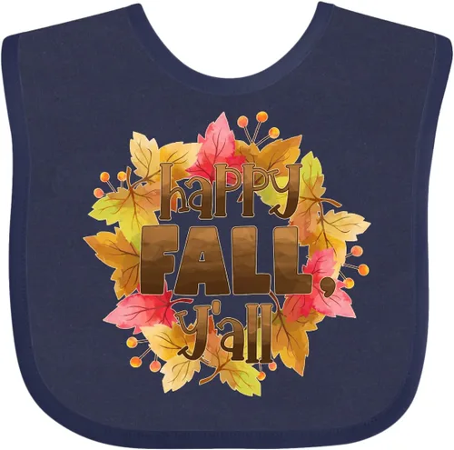 Vista 11 de inktastic Happy Fall, Y'all Fall Leaves Wreath Baby Bib