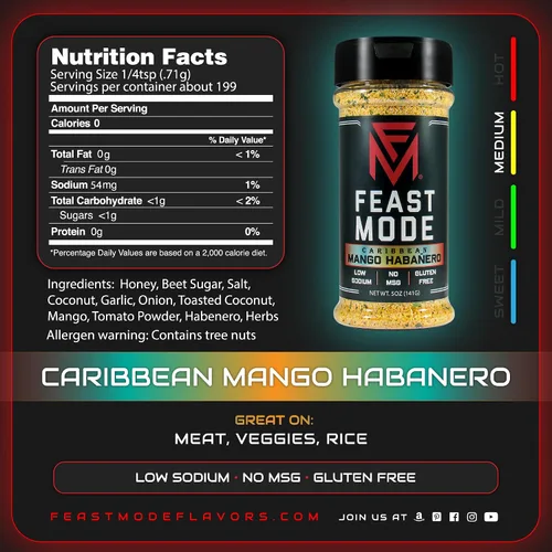 Vista 3 de Feast Mode Flavors Picante Pack 5 unidades Condimentos de 5 oz Condimento para preparación de comidas, bajo en sodio, sin MSG, sin gluten
