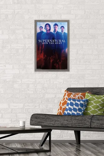 Vista 2 de Trends International Sobrenatural - Póster de pared de demonios, 14.725 x 22.375 pulgadas, versión enmarcada de madera de granero