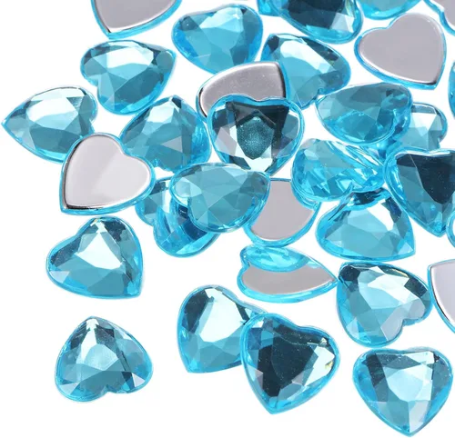Vista 30 de MECCANIXITY 20 piezas de diamantes de imitación acrílicos de corazón de 0.787 pulgadas (0.787 in) con parte trasera plana, gemas de plástico