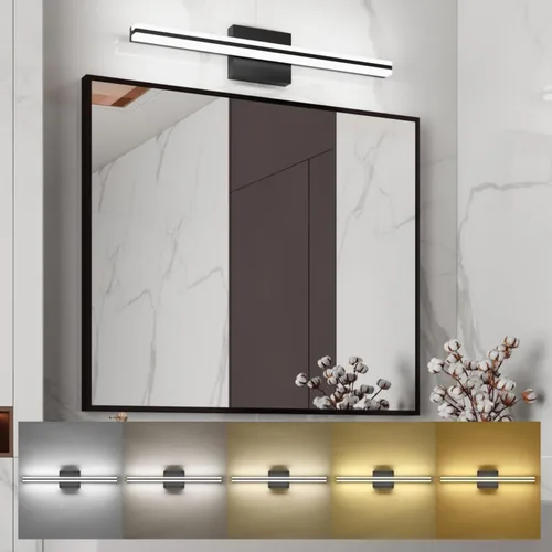Vista 13 de SOLFART Luces de tocador de baño sobre espejo 14W 60 cm Luz de baño moderna negra 6000K ND