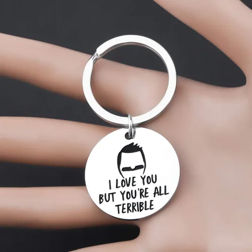 Vista 3 de ENSIANTH Llavero inspirado en Bob con texto en inglés "I Love You But You're All Terrible Burgers", regalo para fanáticos de Bob Belcher